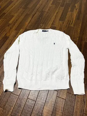 폴로 랄프 로렌 V넥 스웨터 화이트