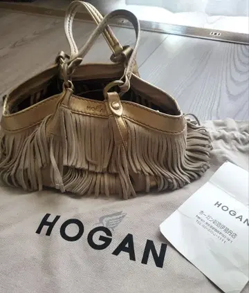 HOGAN 호건 프린지 가죽 핸드백 스웨이드