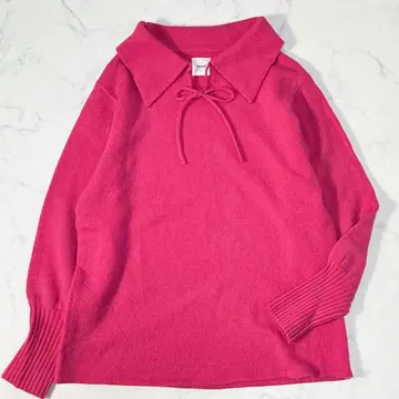 거즈 Gauze# 폴로 칼라 스트링 니트 풀오버 (프람부아즈)