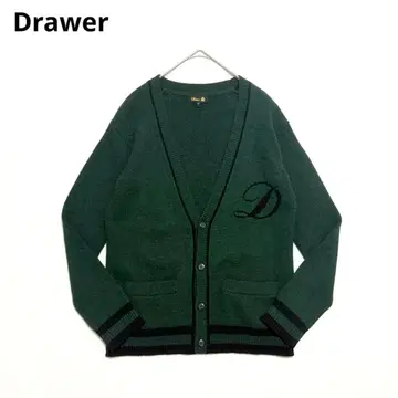 새상품급 Drawer 드로어 가디건 D 로고 울 캐시미어 그린