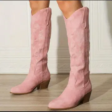 웨스턴 부츠 핑크 스웨이드