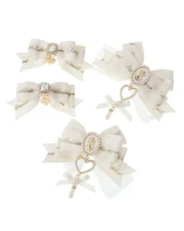 LIZLISA 리즈리사 클래시컬 카메오 4개 세트 클립 화이트