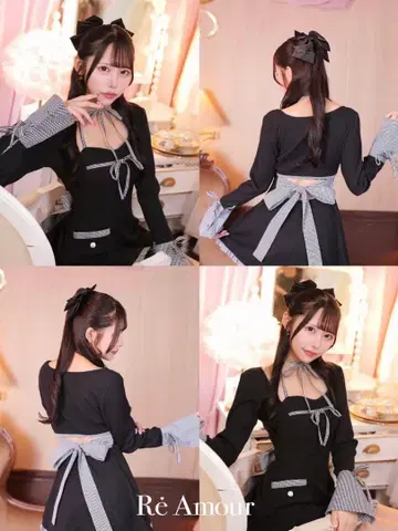 ReAmour 배색 레이어드 원피스 블랙