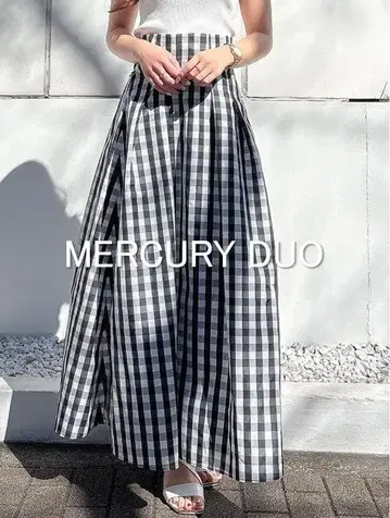 [택 포함 새상품] MERCURY DUO 깅엄 체크 턱 플레어 스커트