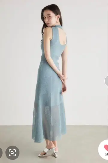 riend 메쉬 편 플레어 니트 원피스