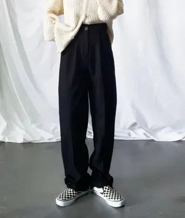 me+em select 태 벨트 하이웨스트 울라이크 컬러 턱 슬랙스