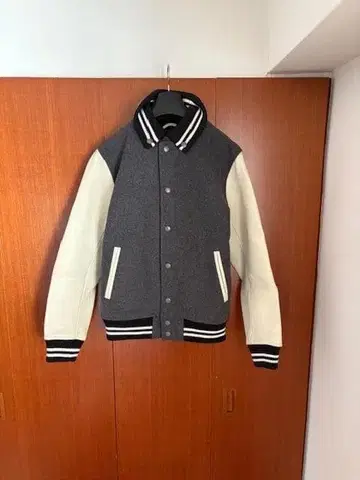 BEAMS 소매 가죽 바시티 자켓 M 양가죽