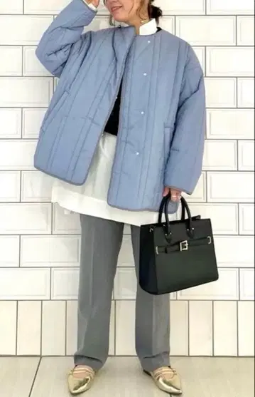 [택 포함 새상품] 초특가 멋진 후드 부착 퀼팅 자켓 충전솜 블루종