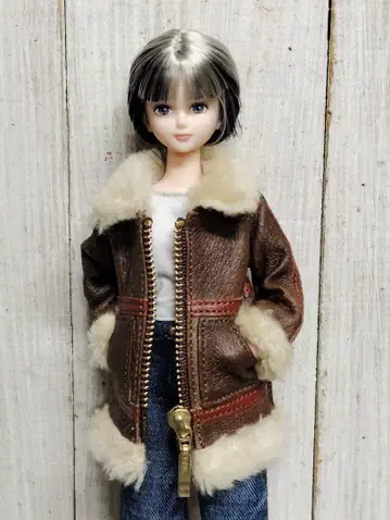 천연 가죽 보아 자켓 브라이스 퓨어니모 리카짱 ic 인형 제니