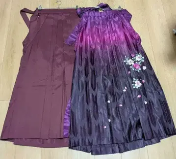 보라색 꽃무늬 자수 하카마 세트