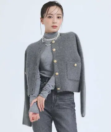 anuans 라쿤 블렌드 노카라 니트 자켓