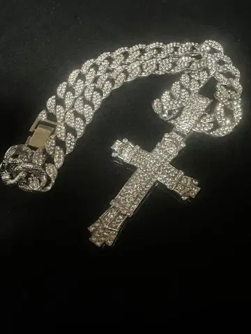 실버 b-boy 목걸이 블링블링 HIPHOP 크로스 목걸이