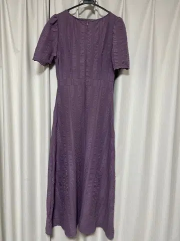 퍼플 스트라이프 롱 드레스 반팔