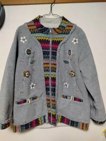 빈티지 제로 에미션 리버서블 자수 점퍼