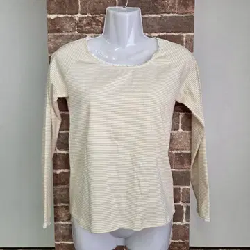 PAR ICI 팰리시 티셔츠 베이지 x 화이트 보더 레이스