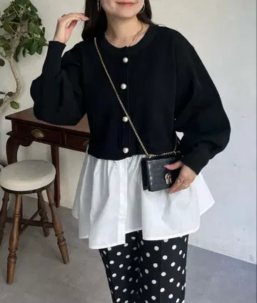 proseverse 2way 펄 버튼 페플럼 가디건 페플럼