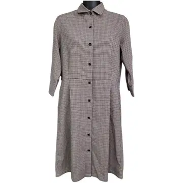 EASTBOY 이스트 보이 원피스 브라운 체크 프론트 버튼