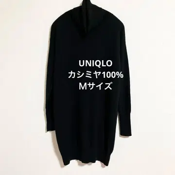 유니클로 캐시미어 100% 튜닉 스웨터 터틀넥 블랙 M
