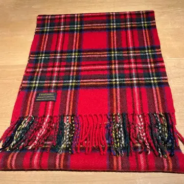 TWEEDMILL 울 체크 무늬 머플러 빨간색