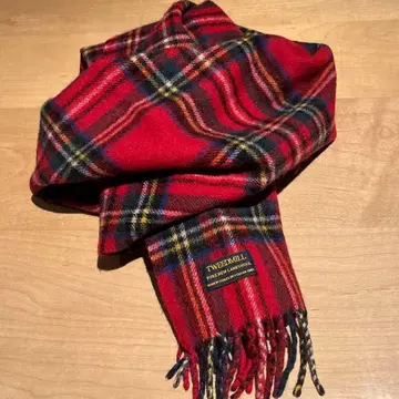TWEEDMILL 울 체크 무늬 머플러 빨간색