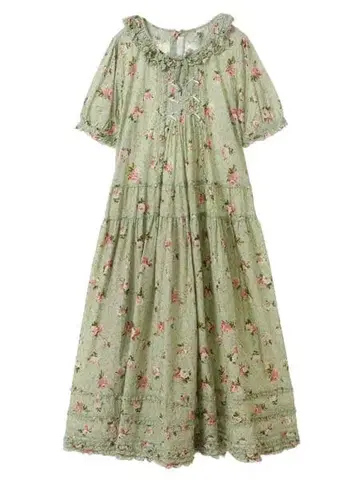 핑크하우스 블라썸 로즈 프린트 원피스 하카