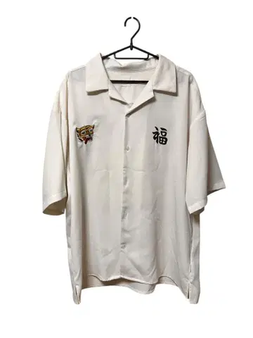 자수 호랑이 디자인 하와이안 셔츠