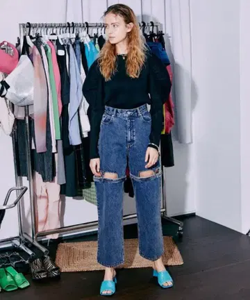 maison special 컷 아웃 디자인 데님 팬츠