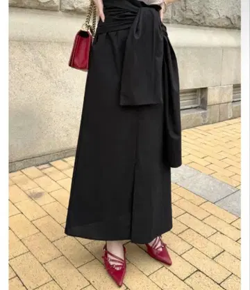 Re:EDIT 린넨 혼방 허리 리본 내로우 스커트 허리 리본 스커트