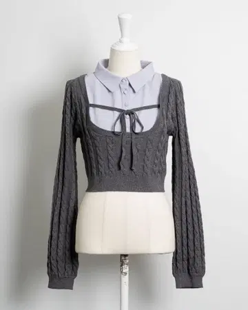 pium 레이어드 케이블 긴팔 니트