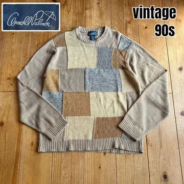 90s 아놀드 파머 패치워크 절개 니트 스웨터