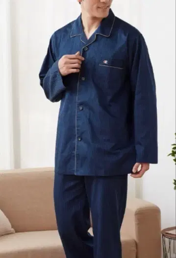 [ 새상품급 ] Champion 스트라이프 파자마 세트 네이비 면100%