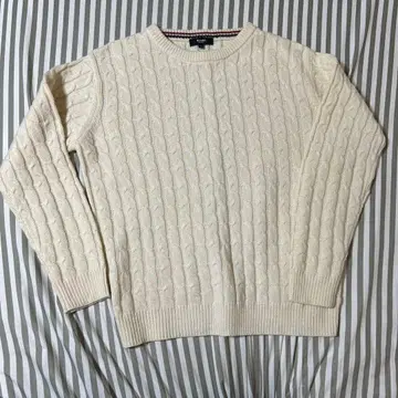 BEAMS 아이보리 케이블 니트 L 사이즈