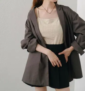 디자인 오버 셔츠 자켓 (안감 없음)