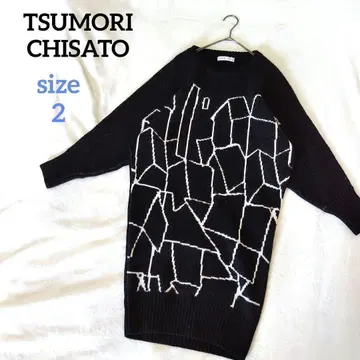 츠모리치사토 하우스 자카드 니트 원피스 울 츠모리치사토 돌먼 올 패턴