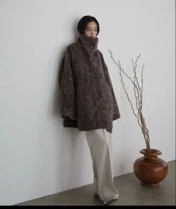 hellam 샤기 코트 브라운