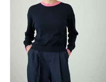 N.O.R.C, 노크 세미 울스티드 바이컬러 니트 풀오버 네이비