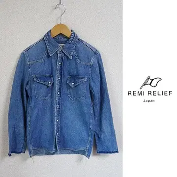 무료배송 REMI RELIEF 레미 레리프 빈티지 가공 긴팔 데님 셔츠