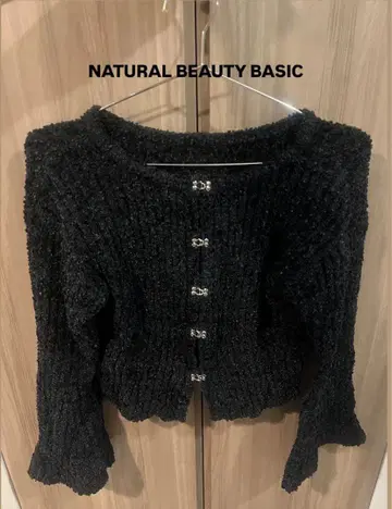 NATURAL BEAUTY BASIC 블랙 긴팔 가디건