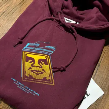 OBEY 오베이 그래픽 프린트 후드티 버건디