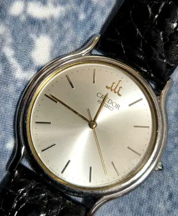 D6520 세이코 크레도르 남성용 드레스 워치 새 배터리 하자품