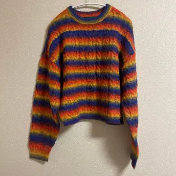 Horizon Border Cable Sweater / Orange
