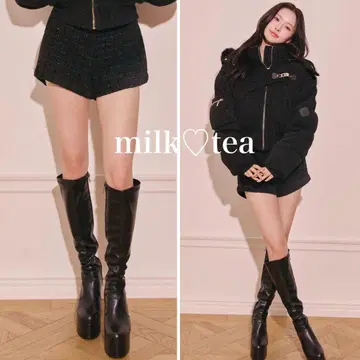 택 포함 새상품 Randy 벨로아 트위드 숏팬츠 블랙