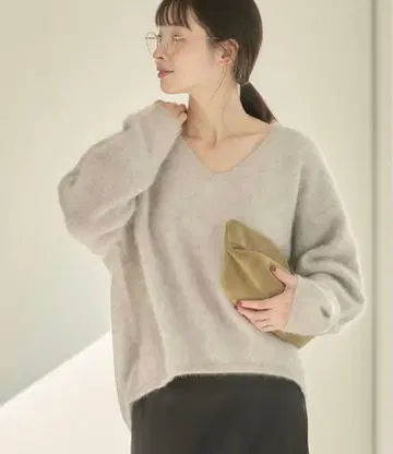 미사용 Plage Fur V Nuance 풀오버 그레이 B