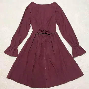 아즈노우아즈 핑키 백리본 플레어 원피스 시스루 A라인 벨로아풍