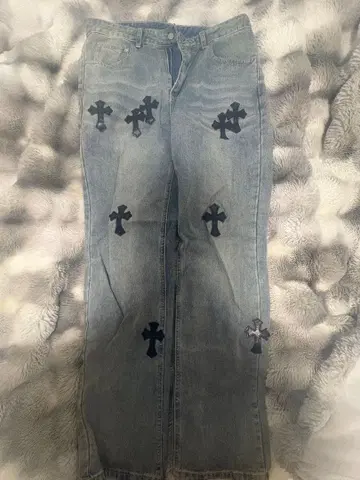 크로스 패치 데님 팬츠