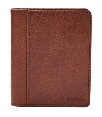 파슬 이단 접이식 지갑 남성용 가죽 브라운