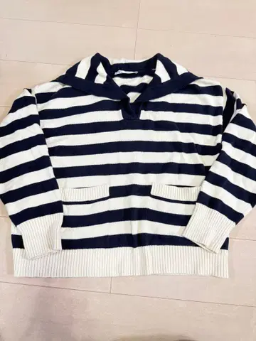 [ 미사용 ] ZARA 스트라이프 후드 부착 니트 스웨터