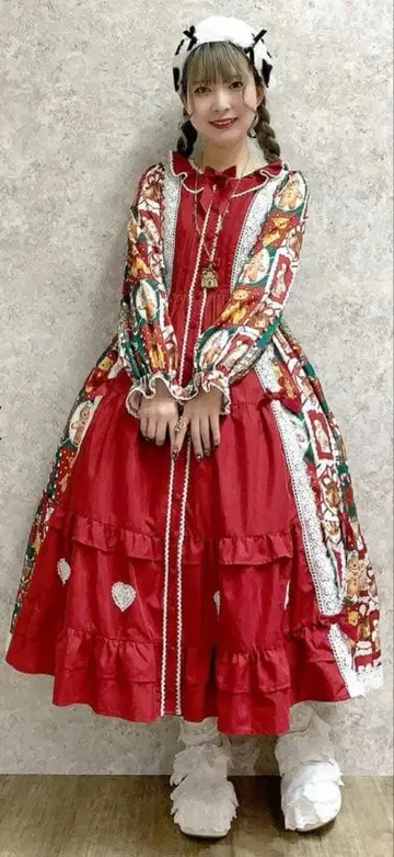 axes femme Chalmiere 크리스마스 패턴 원피스 (와인)