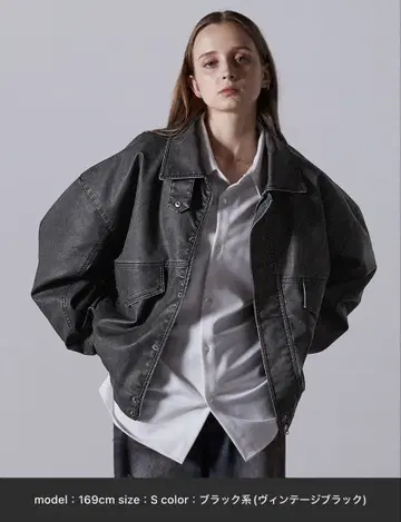 [ CLEL ] 빈티지 디자인 인조 가죽 블루종 S 사이즈