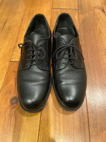 블랙 가죽 드레스 신발 낮은 힐